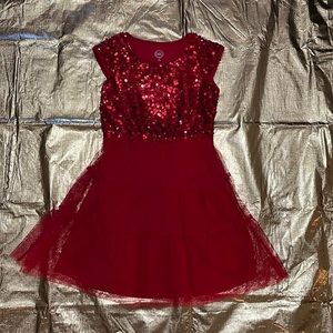 Red dress with sequins bottom